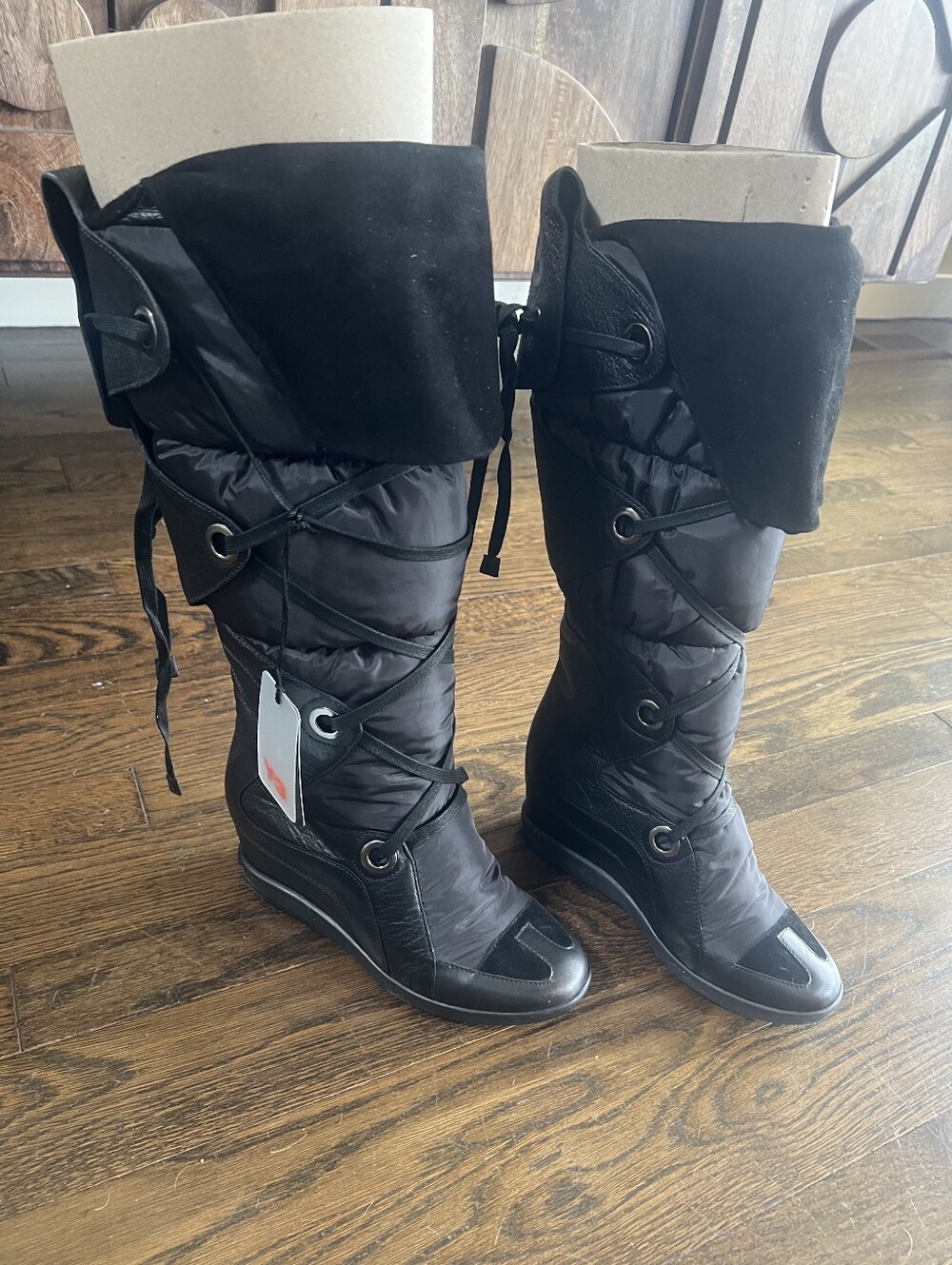 Adidas x Y-3 Yohji Yamamoto Willow Wedge Boots Leather Nylon RARE NEW In Box 6